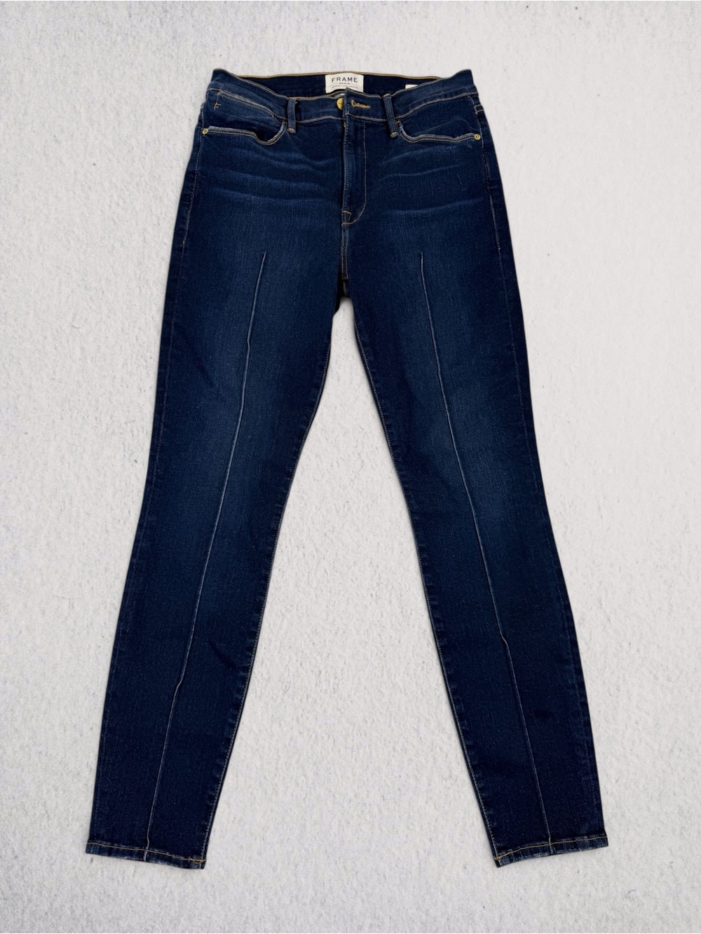 Frame Denim Dark Indigo High-Rise Skinny Jeans